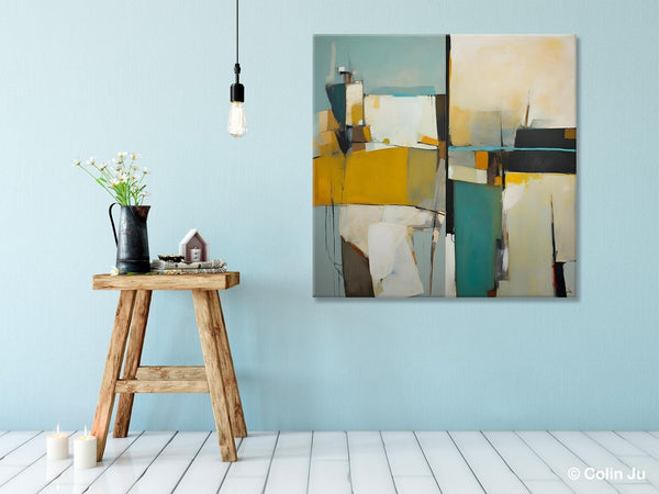 Abstract Painting for Bedroom, Original Modern Wall Art Paintings, Geometric Modern Acrylic Paintings, Oversized Contemporary Canvas Art-LargePaintingArt.com