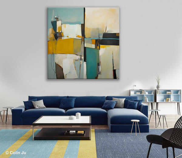 Abstract Painting for Bedroom, Original Modern Wall Art Paintings, Geometric Modern Acrylic Paintings, Oversized Contemporary Canvas Art-LargePaintingArt.com