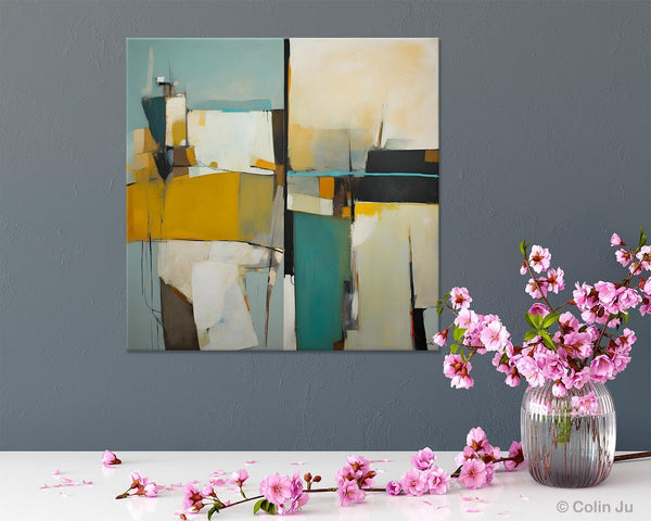 Abstract Painting for Bedroom, Original Modern Wall Art Paintings, Geometric Modern Acrylic Paintings, Oversized Contemporary Canvas Art-LargePaintingArt.com