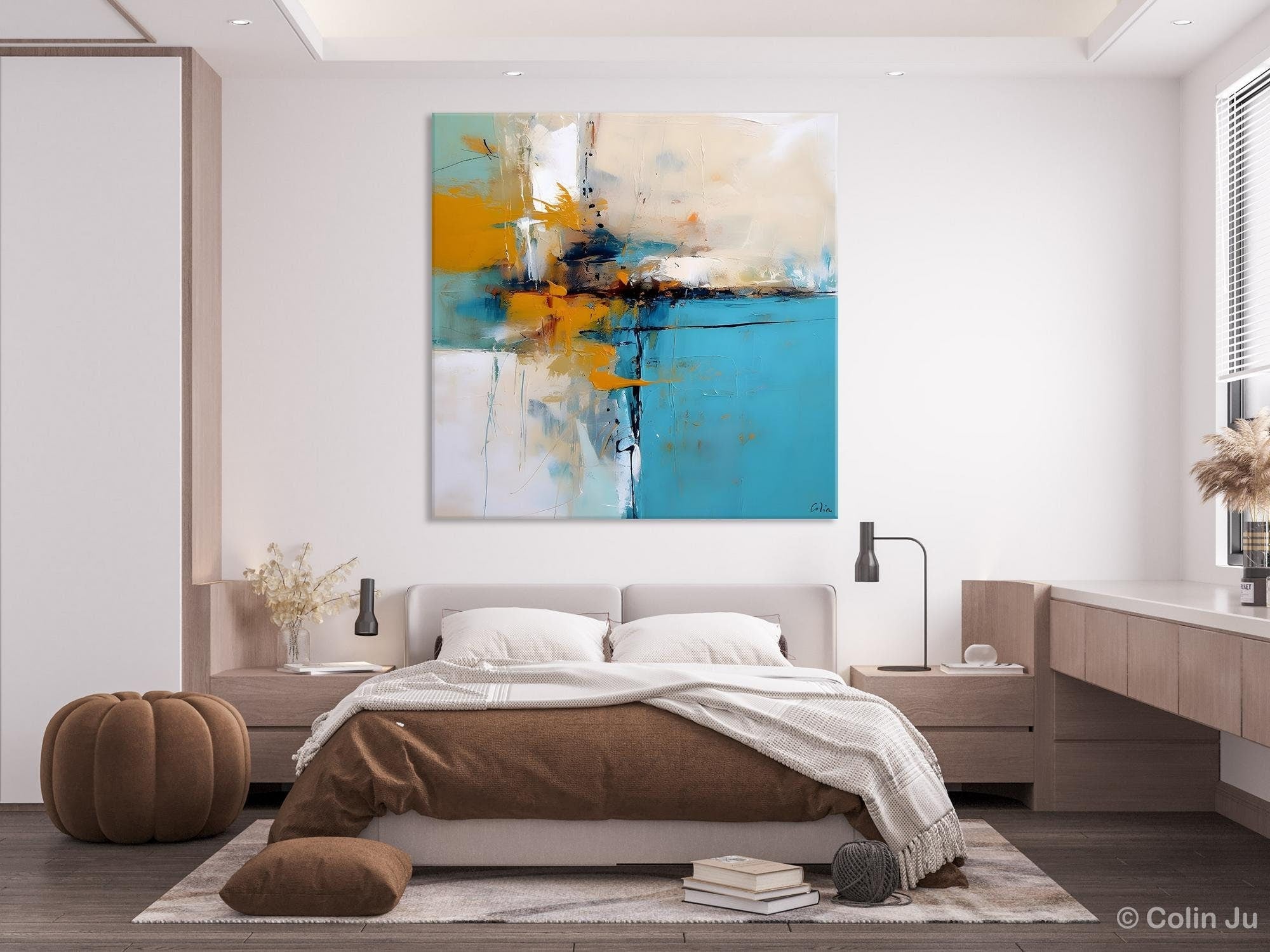 Large Abstract Art for Bedroom, Modern Canvas Paintings, Original Abstract Wall Art, Geometric Modern Acrylic Art, Contemporary Canvas Art-LargePaintingArt.com