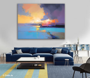Extra Large Modern Wall Art Paintings, Acrylic Painting on Canvas, Landscape Paintings for Living Room, Original Landscape Abstract Painting-LargePaintingArt.com