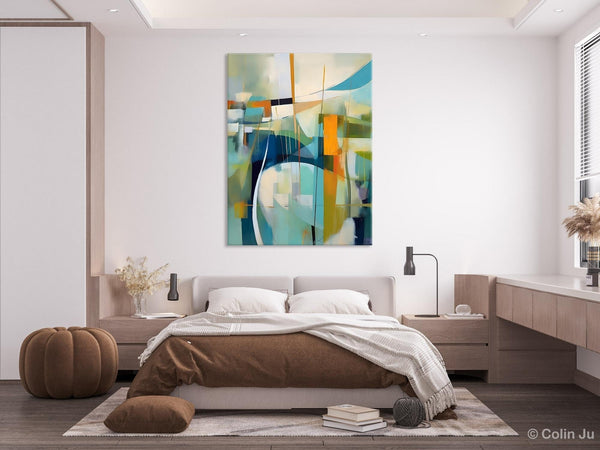 Large Geometric Abstract Painting, Acrylic Painting on Canvas, Landscape Canvas Paintings for Bedroom, Original Landscape Abstract Painting-LargePaintingArt.com