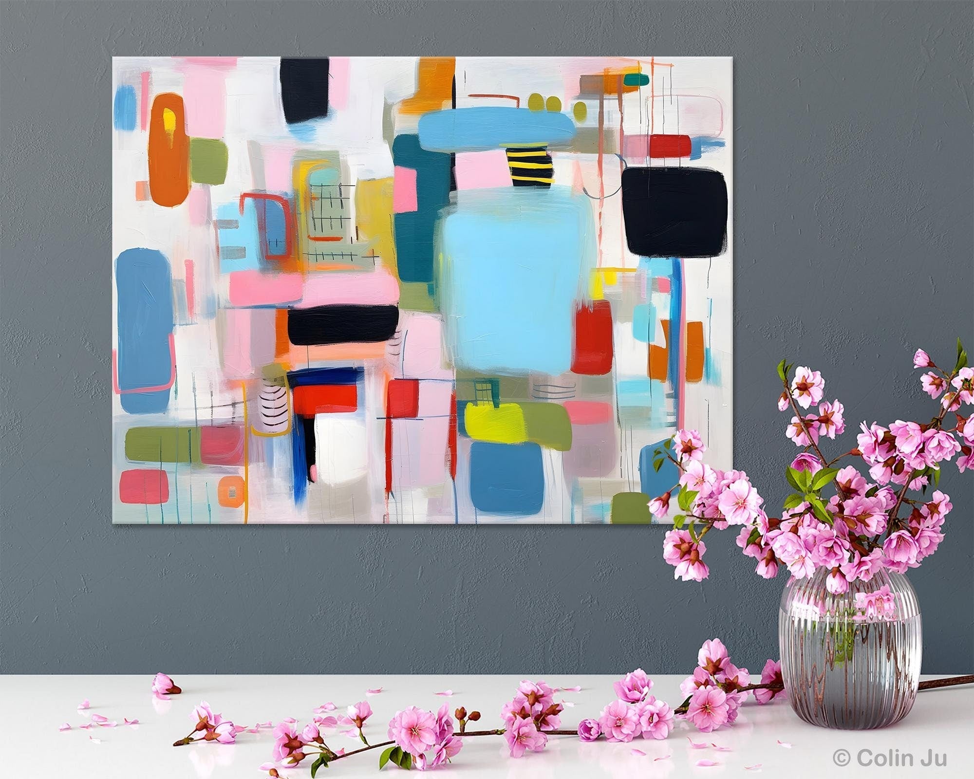 Original Abstract Art, Hand Painted Canvas Art, Modern Wall Art Ideas for Dining Room, Large Canvas Paintings, Contemporary Acrylic Painting-LargePaintingArt.com