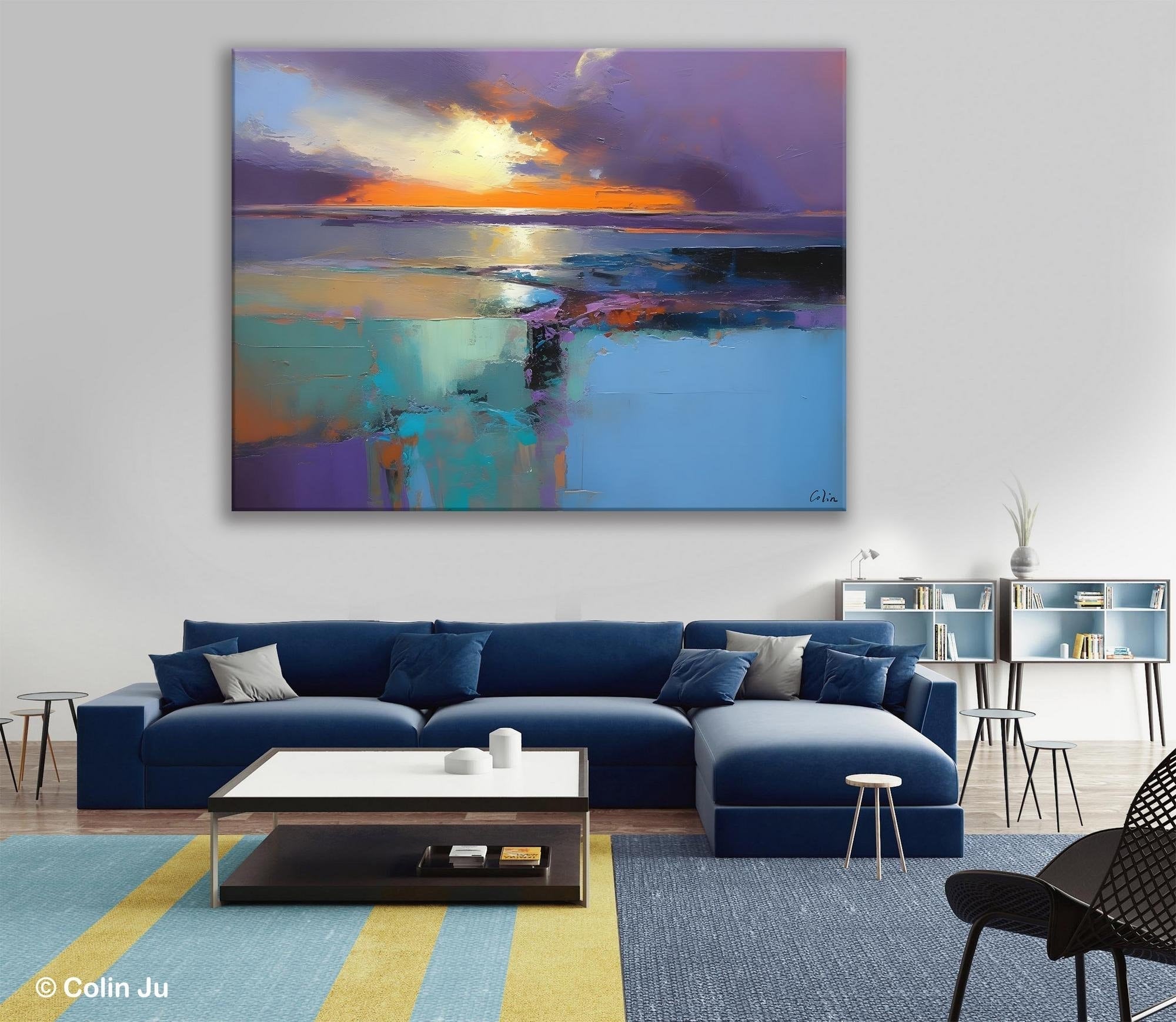 Landscape Canvas Paintings for Living Room, Original Landscape Paintings, Extra Large Modern Wall Art Paintings, Acrylic Painting on Canvas-LargePaintingArt.com