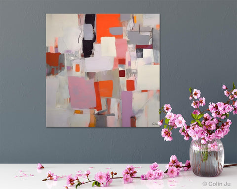 Modern Acrylic Artwork, Original Modern Paintings, Contemporary Canvas Art, Heavy Texture Canvas Art, Large Abstract Painting for Bedroom-LargePaintingArt.com
