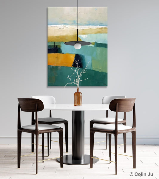 Large Geometric Abstract Painting, Landscape Canvas Paintings for Bedroom, Acrylic Painting on Canvas, Original Landscape Abstract Painting-LargePaintingArt.com