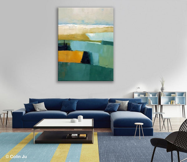 Large Geometric Abstract Painting, Landscape Canvas Paintings for Bedroom, Acrylic Painting on Canvas, Original Landscape Abstract Painting-LargePaintingArt.com