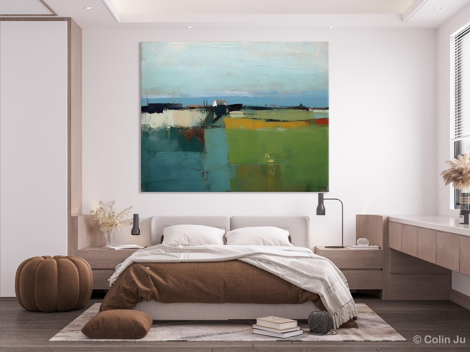 Abstract Landscape Painting for Living Room, Heavy Texture Painting, Hand Painted Canvas Art, Original Abstract Art, Acrylic Art on Canvas-LargePaintingArt.com