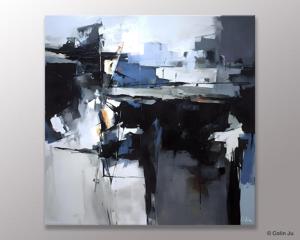 Original Modern Wall Art on Canvas, Black Contemporary Canvas Art, Modern Acrylic Artwork for Sale, Large Abstract Painting for Bedroom-LargePaintingArt.com