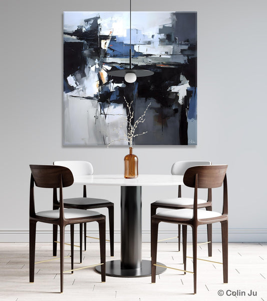 Original Modern Wall Art on Canvas, Black Contemporary Canvas Art, Modern Acrylic Artwork for Sale, Large Abstract Painting for Bedroom-LargePaintingArt.com