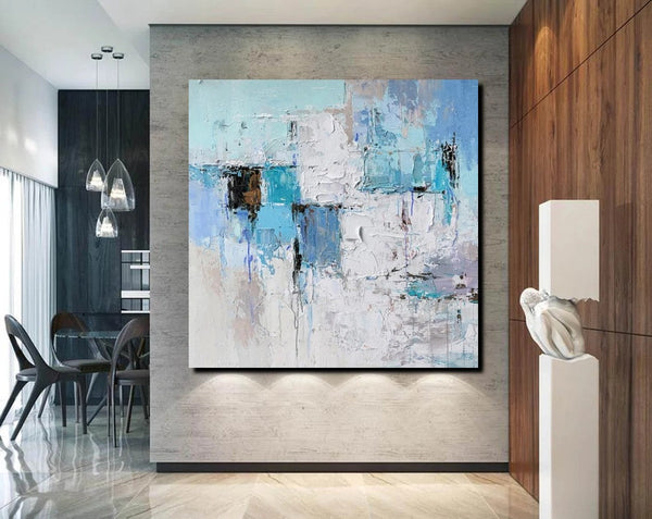 Simple Modern Paintings, Bedroom Abstract Paintings, Blue Abstract Contemporary Art, Acrylic Painting on Canvas, Hand Painted Canvas Art-LargePaintingArt.com