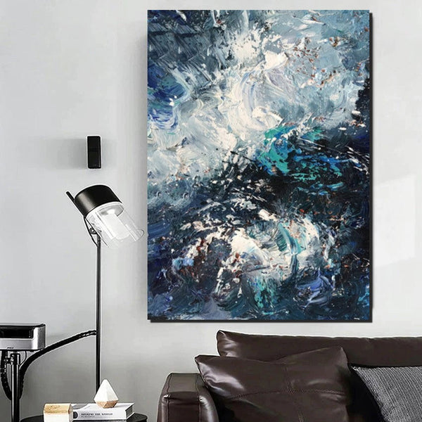 Large Heavy Texture Acrylic Paintings, Simple Modern Art Ideas for Bedroom, Modern Paintings for Living Room, Blue Modern Wall Art Ideas-LargePaintingArt.com