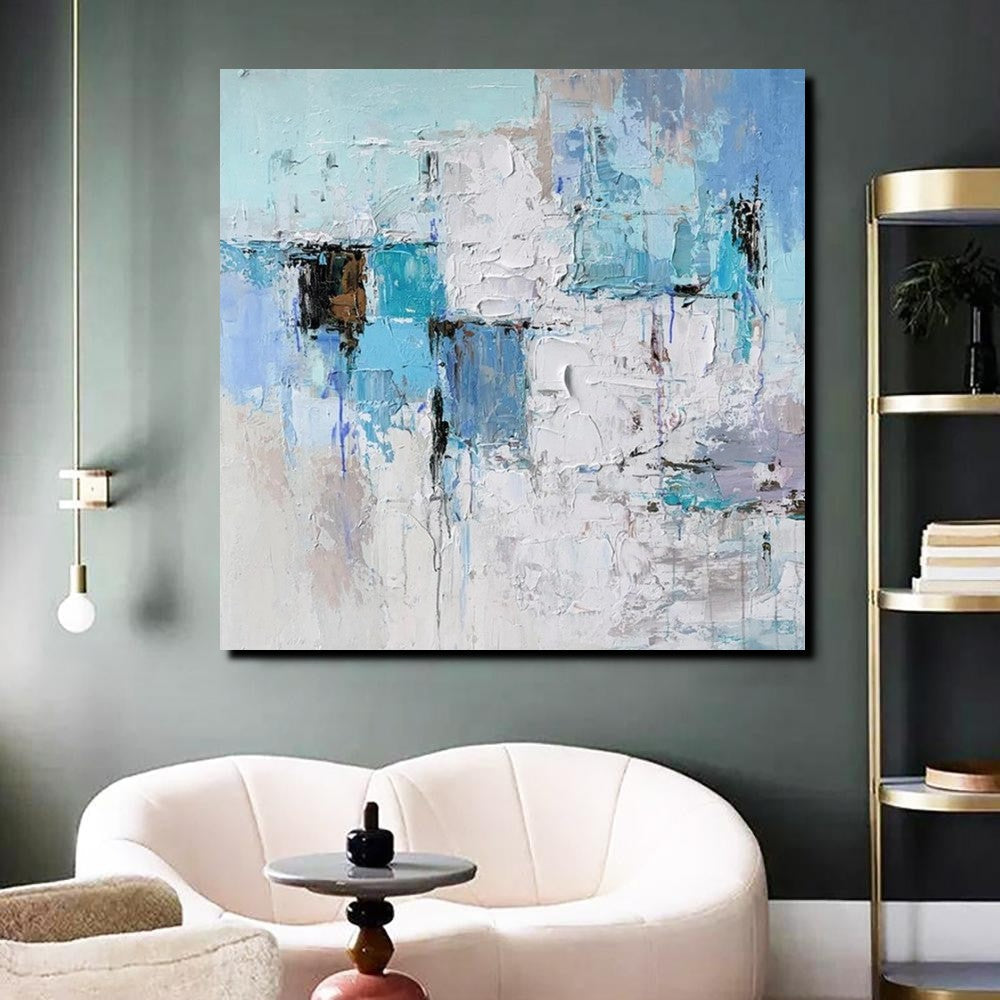 Simple Modern Paintings, Bedroom Abstract Paintings, Blue Abstract Contemporary Art, Acrylic Painting on Canvas, Hand Painted Canvas Art-LargePaintingArt.com