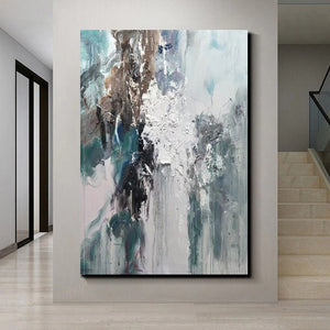 Living Room Abstract Paintings, Large Acrylic Canvas Paintings, Large Wall Art Ideas, Impasto Painting, Blue Modern Abstract Painting-LargePaintingArt.com