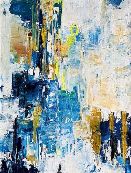 Living Room Abstract Paintings, Blue Modern Abstract Painting, Large Acrylic Canvas Paintings, Large Wall Art Ideas, Impasto Painting-LargePaintingArt.com