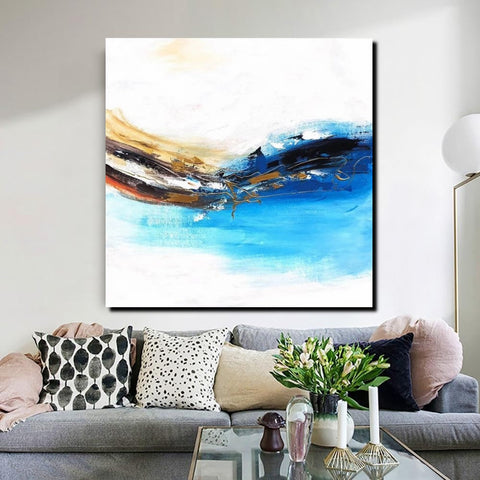 Simple Abstract Paintings, Bedroom Modern Paintings, Modern Contemporary Art, Acrylic Painting on Canvas, Blue Canvas Painting-LargePaintingArt.com