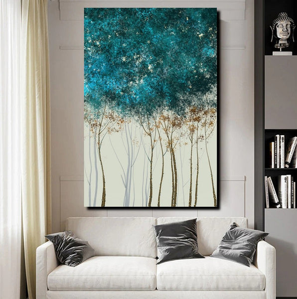 Tree Paintings, Simple Modern Art, Dining Room Wall Art Ideas, Buy Canvas Art Online, Simple Abstract Art, Large Acrylic Painting on Canvas-LargePaintingArt.com