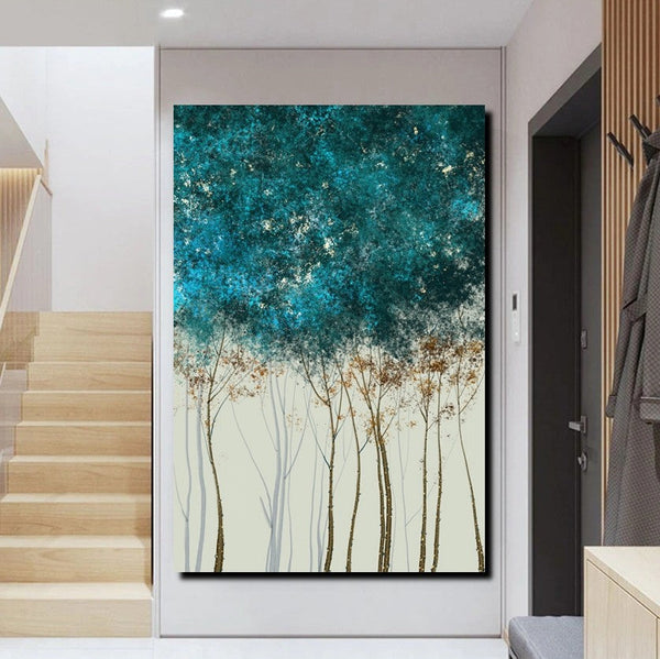 Tree Paintings, Simple Modern Art, Dining Room Wall Art Ideas, Buy Canvas Art Online, Simple Abstract Art, Large Acrylic Painting on Canvas-LargePaintingArt.com