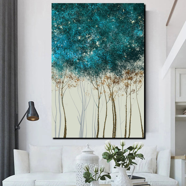 Tree Paintings, Simple Modern Art, Dining Room Wall Art Ideas, Buy Canvas Art Online, Simple Abstract Art, Large Acrylic Painting on Canvas-LargePaintingArt.com