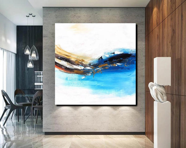 Simple Abstract Paintings, Bedroom Modern Paintings, Modern Contemporary Art, Acrylic Painting on Canvas, Blue Canvas Painting-LargePaintingArt.com