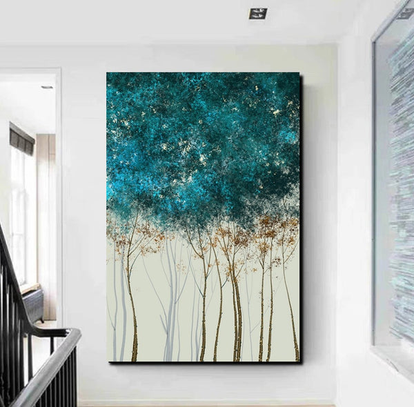 Tree Paintings, Simple Modern Art, Dining Room Wall Art Ideas, Buy Canvas Art Online, Simple Abstract Art, Large Acrylic Painting on Canvas-LargePaintingArt.com