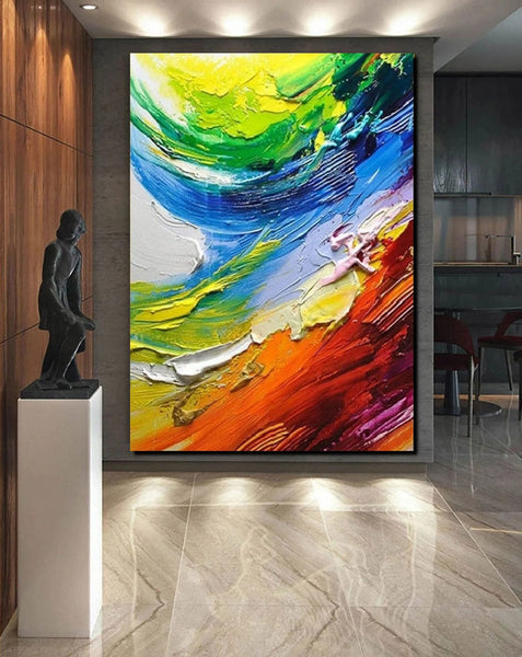 Contemporary Modern Art, Living Room Wall Art Ideas, Impasto Paintings, Buy Large Paintings Online, Palette Knife Paintings-LargePaintingArt.com