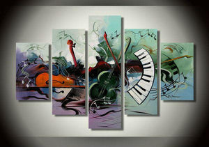 Abstract Painting, Violin, Electronic organ Painting, 5 Piece Abstract Wall Art, Musical Instrument Painting-LargePaintingArt.com