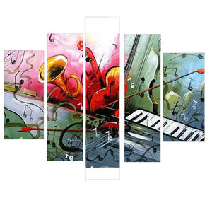 Violin Painting, Bedroom Abstract Painting, Electronic Organ Painting, 5 Piece Canvas Art-LargePaintingArt.com