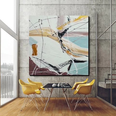 Simple Acrylic Paintings, Bedroom Modern Wall Art, Modern Contemporary Art, Large Painting Behind Sofa, Acrylic Canvas Painting-LargePaintingArt.com