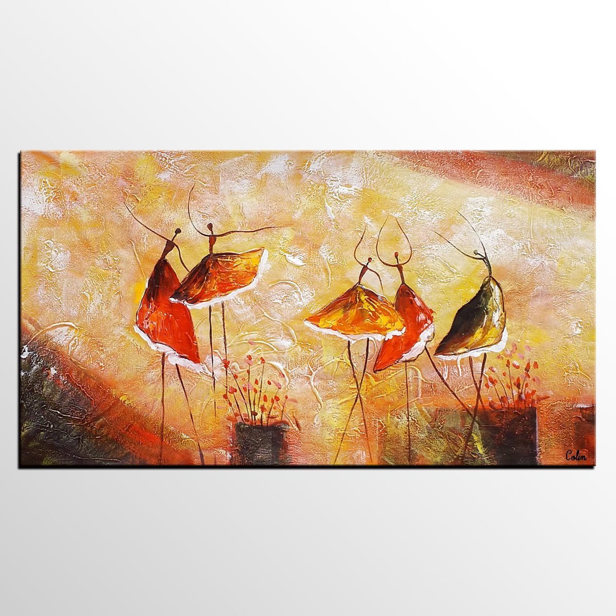 Modern Acrylic Painting, Ballet Dancer Painting, Bedroom Canvas Painting, Original Painting, Abtract Painting for Sale-LargePaintingArt.com