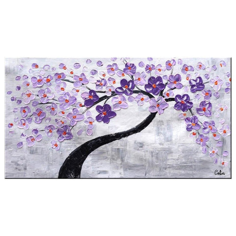 Heavy Texture Painting, Acrylic Painting Flower, Tree Painting, Painting on Sale, Dining Room Wall Art, Modern Artwork, Contemporary Art-LargePaintingArt.com