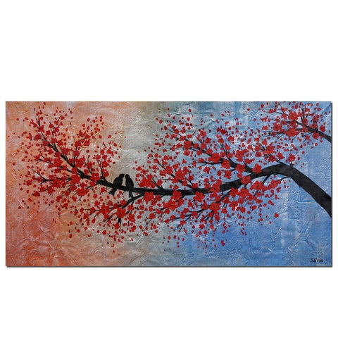 Abstract Art, Modern Art, Love Birds Painting, Art for Sale, Bedroom Wall Art, Canvas Art, Wedding Gift-LargePaintingArt.com