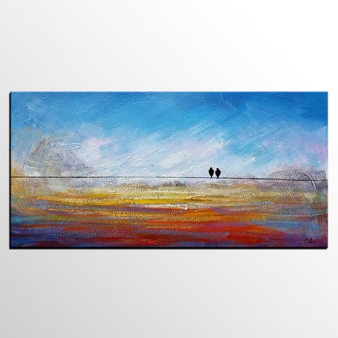 Modern Art, Abstract Art, Contemporary Wall Art, Love Birds Painting, Painting for Sale, Abstract Art Painting, Canvas Art-LargePaintingArt.com
