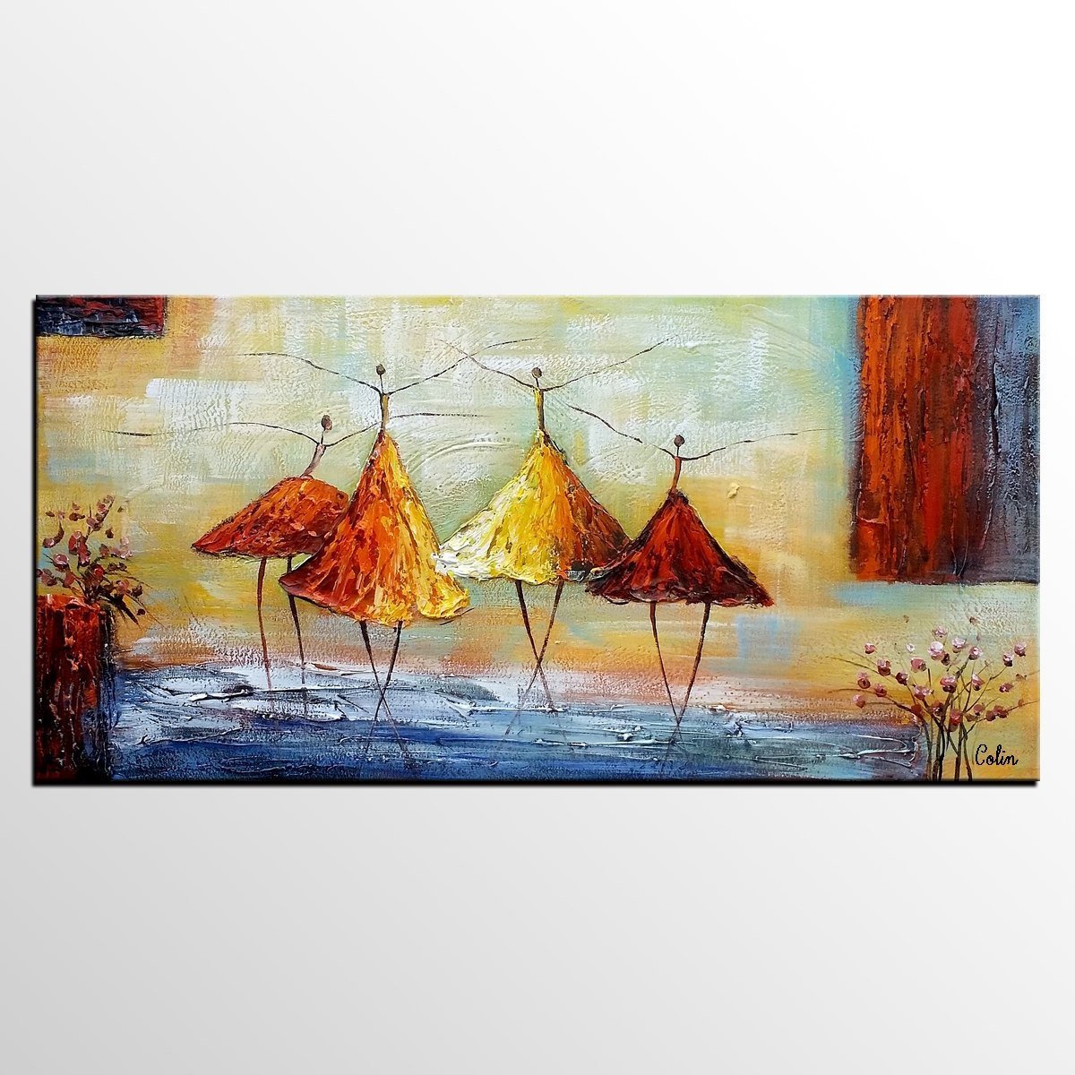 Heavy Texture Wall Art, Paintings for Sale, Ballet Dancer Art, Bedroom Wall Art, Hand Painted Canvas Art, Contemporary Art-LargePaintingArt.com