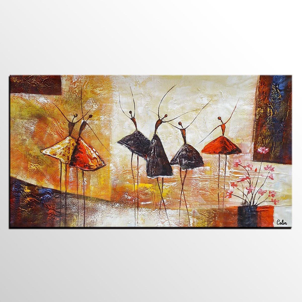 Simple Abstract Painting, Ballet Dancer Painting, Modern Abstract Art, Contemporary Painting, Canvas Wall Art Painting, Heavy Texture Art-LargePaintingArt.com