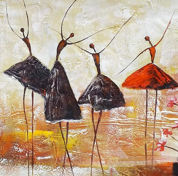 Simple Abstract Painting, Ballet Dancer Painting, Modern Abstract Art, Contemporary Painting, Canvas Wall Art Painting, Heavy Texture Art-LargePaintingArt.com