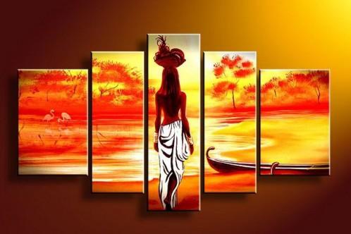 African Girl Painting, Sunset Painting, Extra Large Wall Art Paintings, African Woman Painting, African Acrylic Paintings, Buy Art Online-LargePaintingArt.com