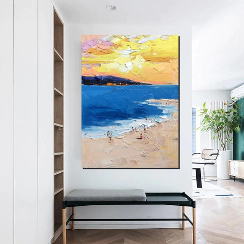 Large Wall Art Ideas for Bedroom, Landscape Canvas Painting, Heavy Texture Painting, Seashore Painting, Beach Painting, Large Paintings for Living Room-LargePaintingArt.com