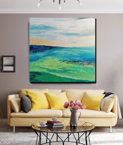 Landscape Acrylic Paintings, Abstract Landscape Painting, Modern Paintings for Living Room, Heavy Texture Painting, Large Painting Behind Sofa-LargePaintingArt.com