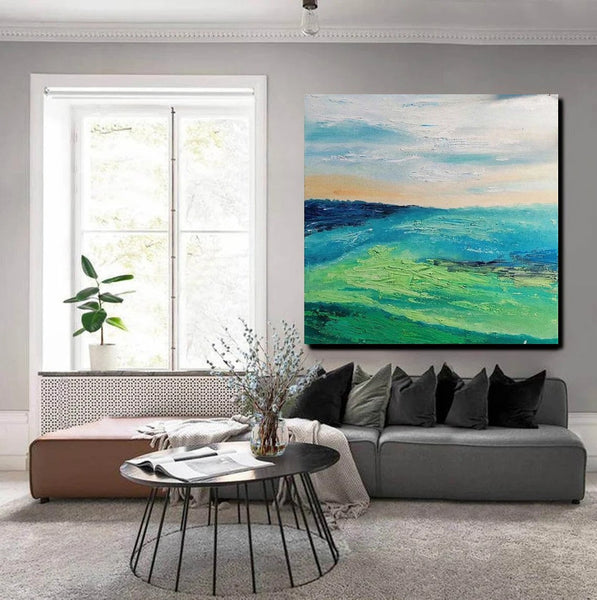 Landscape Acrylic Paintings, Abstract Landscape Painting, Modern Paintings for Living Room, Heavy Texture Painting, Large Painting Behind Sofa-LargePaintingArt.com