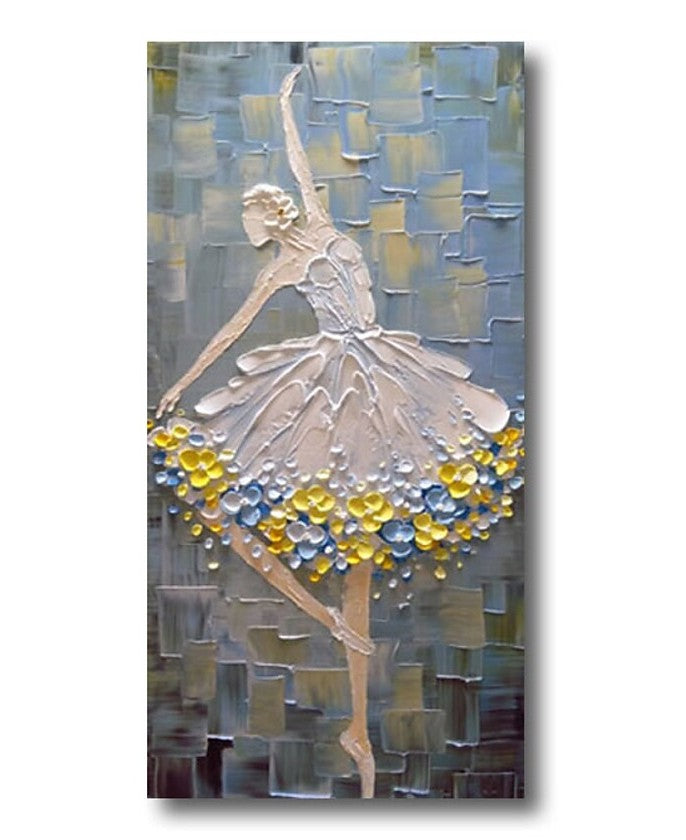 Heavy Texture Painting, Ballet Dancer Painting, Simple Acrylic Paintings, Palette Knife Painting, Acrylic Painting for Bedroom, Painting on Canvas-LargePaintingArt.com