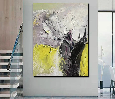 Living Room Abstract Paintings, Hand Painted Canvas Paintings, Heavy Texture Paintings, Palette Knife Painting, Modern Acrylic Painting-LargePaintingArt.com