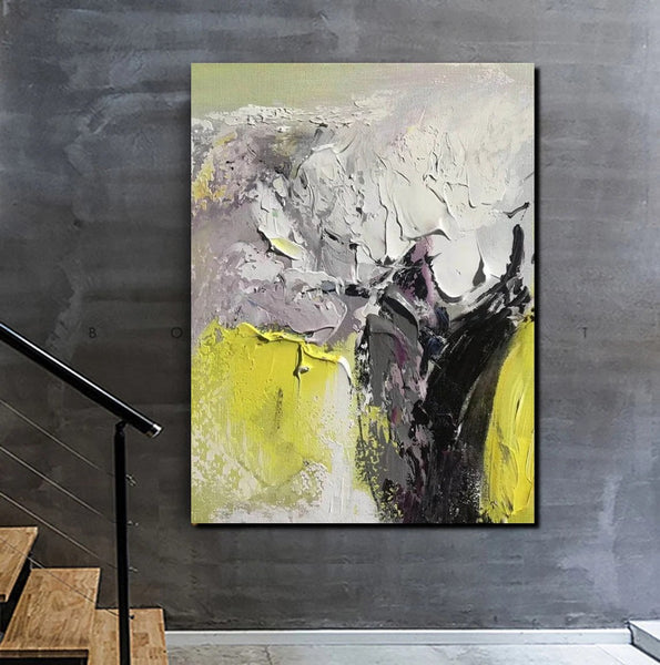 Living Room Abstract Paintings, Hand Painted Canvas Paintings, Heavy Texture Paintings, Palette Knife Painting, Modern Acrylic Painting-LargePaintingArt.com