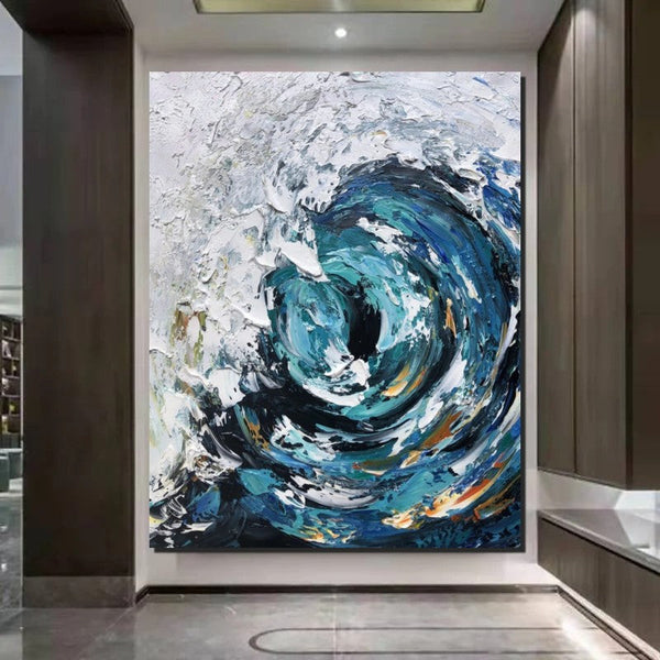 Big Wave Painting, Seascape Canvas Painting, Living Room Wall Art Painting, Landscape Canvas Paintings, Heavy Texture Canvas Art-LargePaintingArt.com