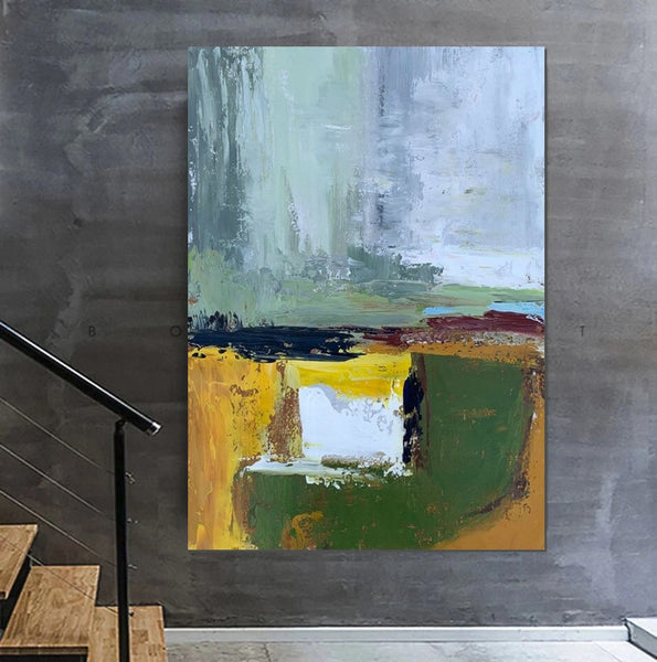 Wall Art Paintings for Living Room, Simple Green Modern Art, Simple Abstract Painting, Large Canvas Paintings for Bedroom, Buy Paintings Online-LargePaintingArt.com