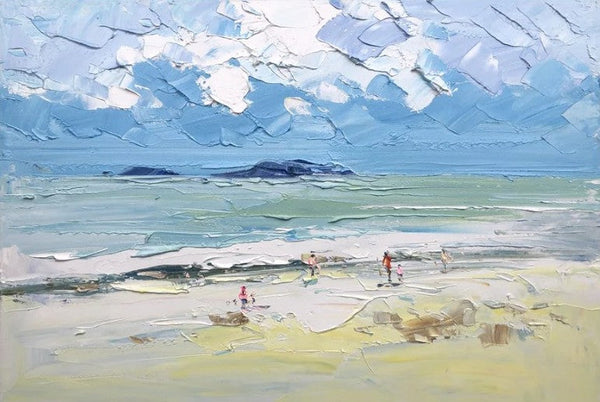 Seashore Beach Paintings, Living Room Canvas Art Ideas, Contemporary Abstract Art for Bedroom, Large Landscape Painting, Simple Modern Art-LargePaintingArt.com