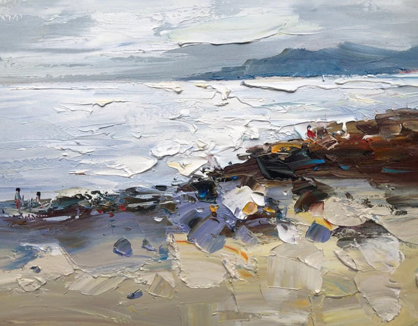 Landscape Paintings for Living Room, Landscape Canvas Paintings, Abstract Landscape Paintings, Seashore Beach paintings, Heavy Texture Canvas Art-LargePaintingArt.com