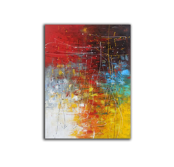 Contemporary Canvas Artwork, Large Modern Acrylic Painting, Red Abstract Wall Art Paintings, Modern Art for Dining Room, Hand Painted Wall Art Painting-LargePaintingArt.com