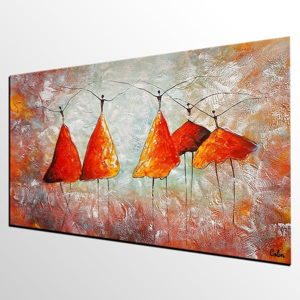 Abstract Canvas Art, Wall Art Paintings, Large Painting for Dining Room, Ballet Dancer Painting, Canvas Painting for Sale, Heavy Texture Art-LargePaintingArt.com