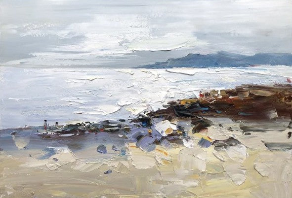 Landscape Paintings for Living Room, Landscape Canvas Paintings, Abstract Landscape Paintings, Seashore Beach paintings, Heavy Texture Canvas Art-LargePaintingArt.com